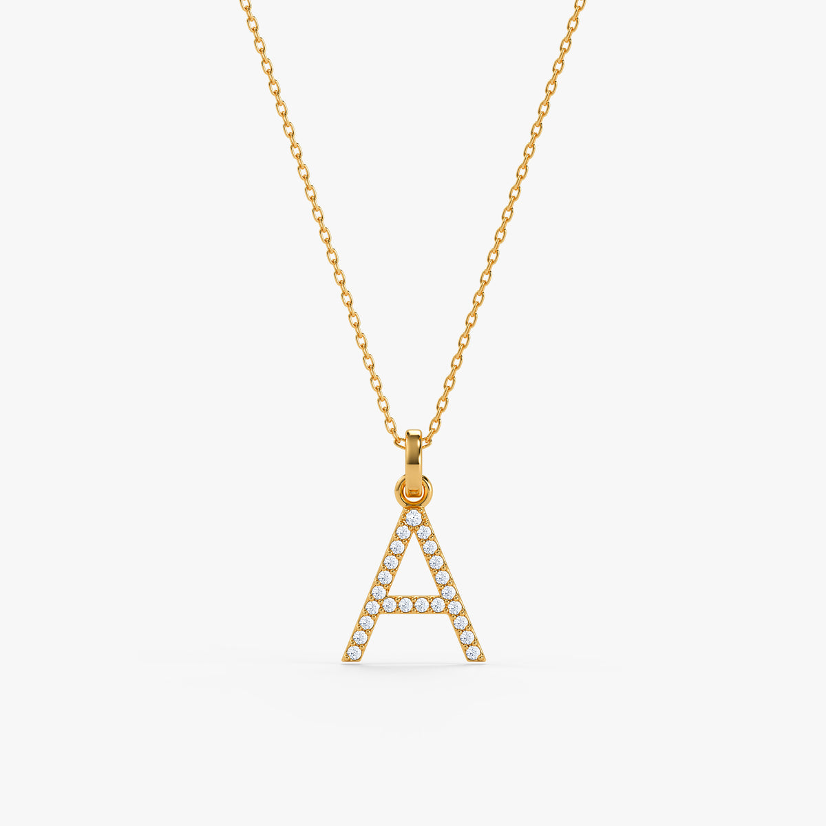 Gold Lab Grown Diamond A Initial Pendant (9K)