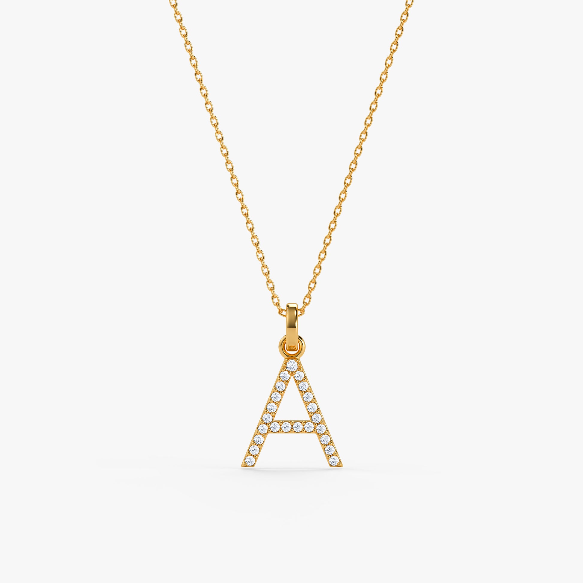 Gold Lab Grown Diamond A Initial Pendant (9K)