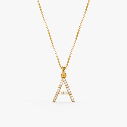 Gold Lab Grown Diamond A Initial Pendant (9K)