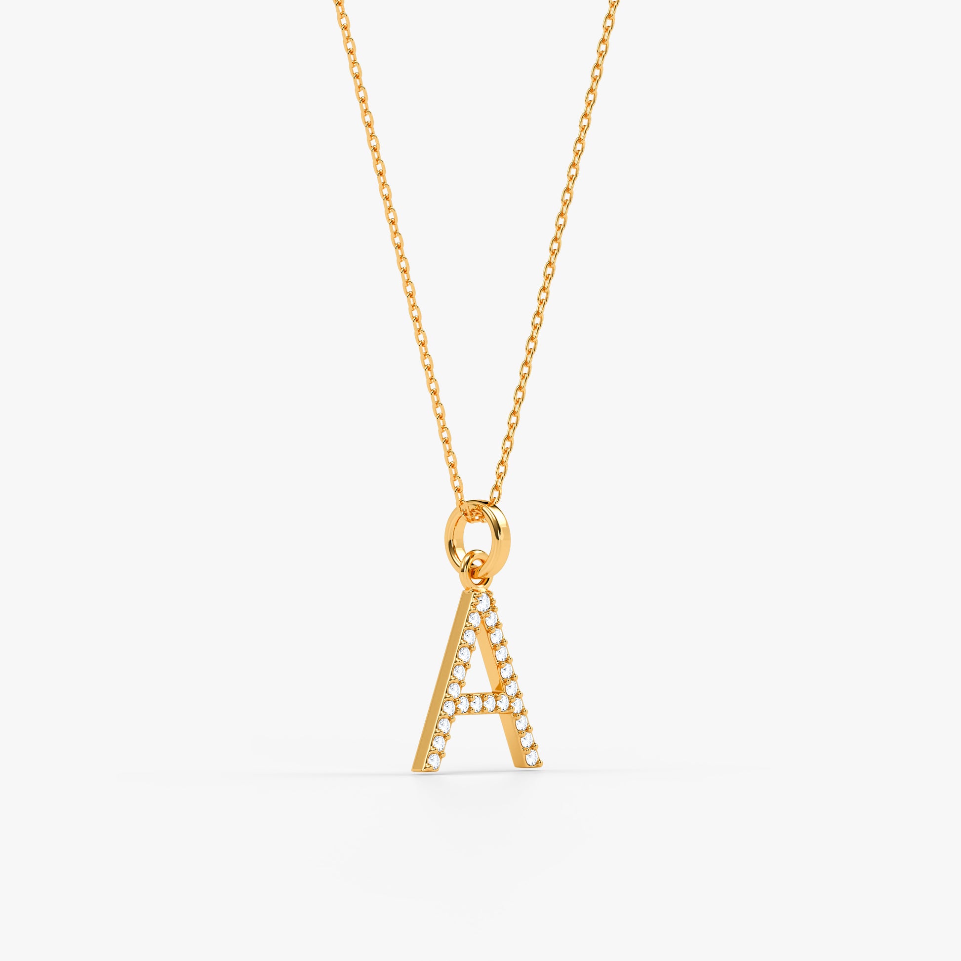 Gold Lab Grown Diamond A Initial Pendant (9K)