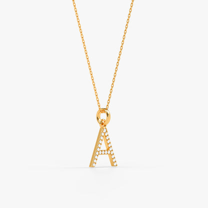 Gold Lab Grown Diamond A Initial Pendant (9K)
