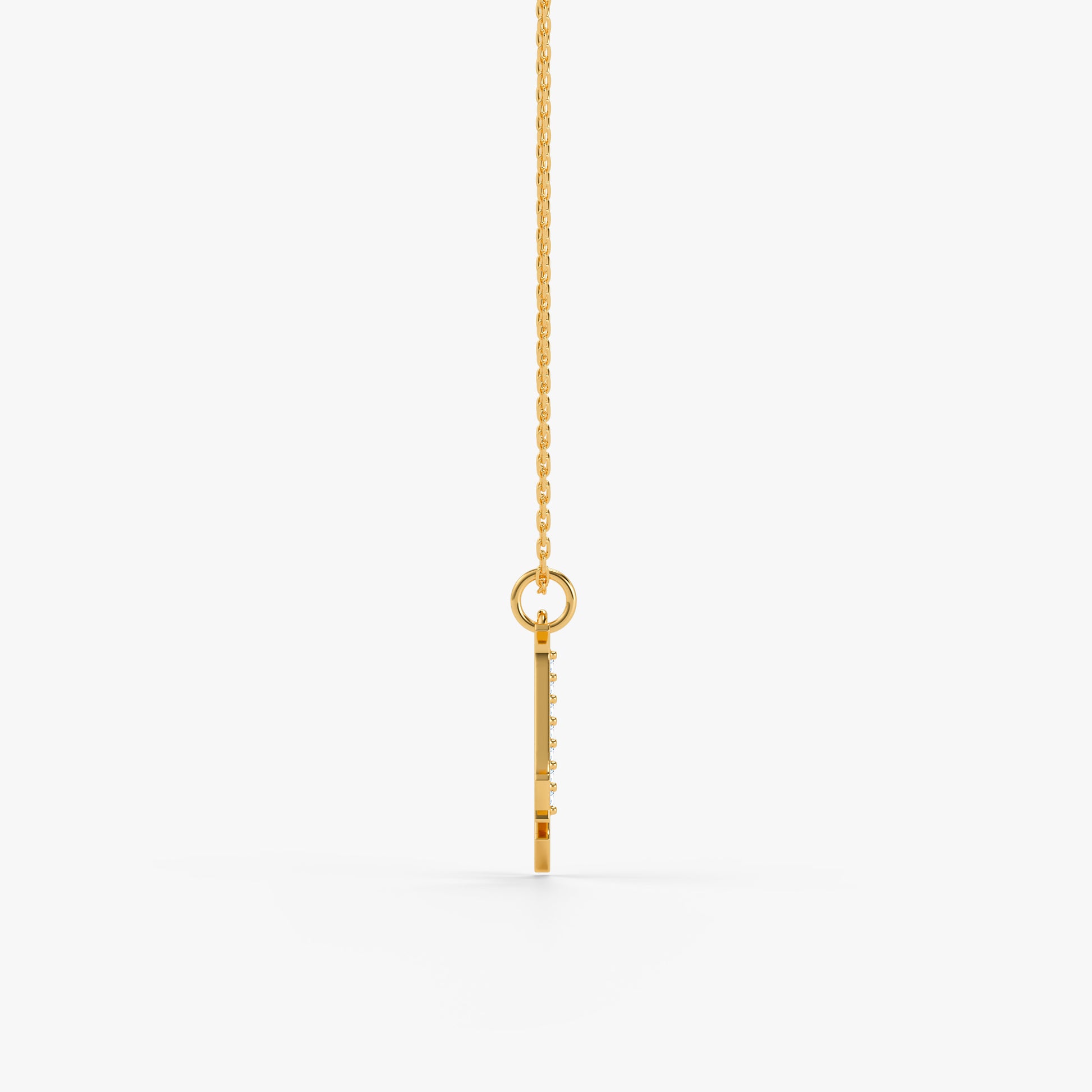 Gold Lab Grown Diamond M Initial Pendant (9K)