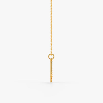 Gold Lab Grown Diamond M Initial Pendant (9K)