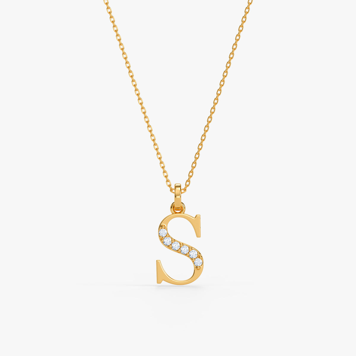 Gold Lab Grown Diamond S Initial Pendant (9K)