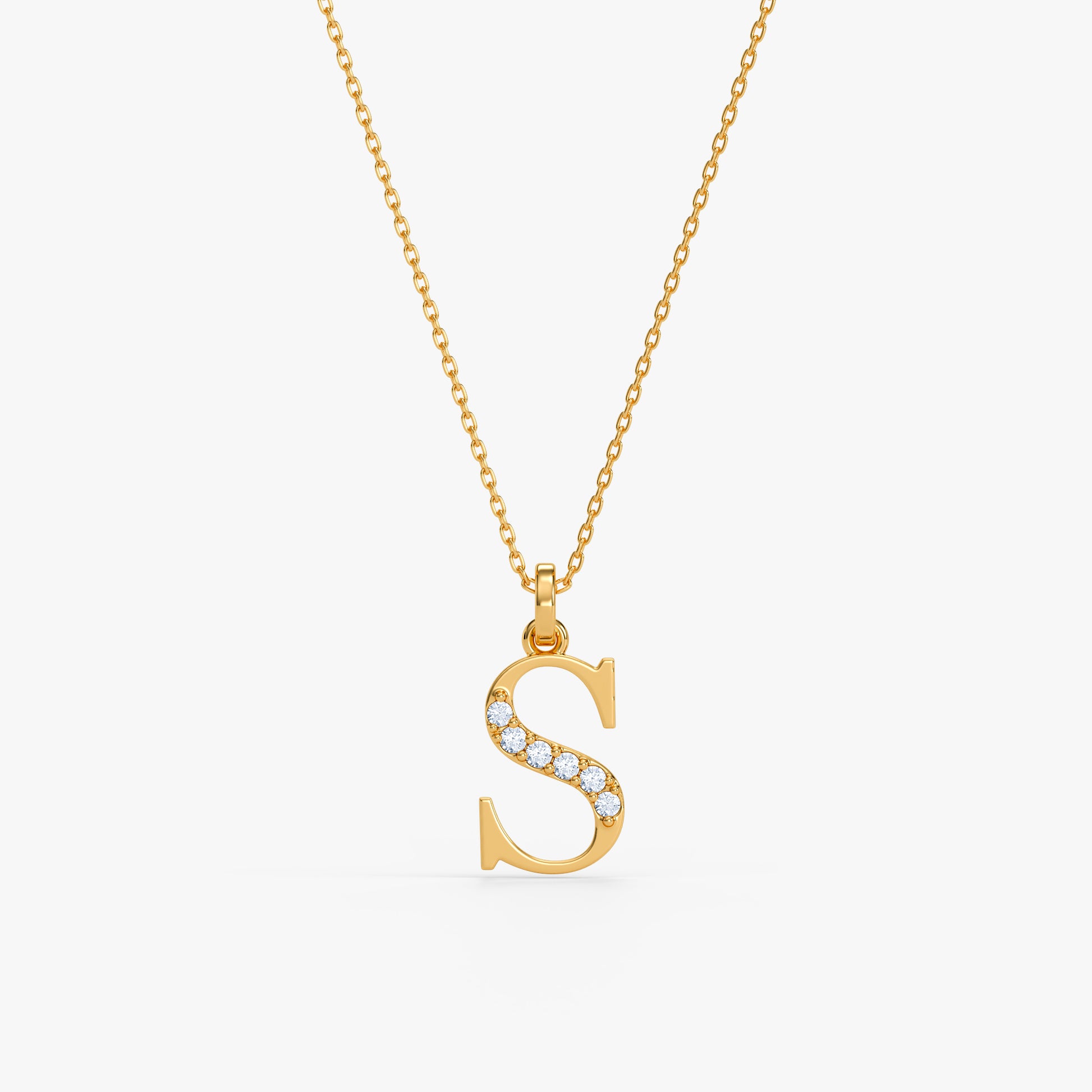 Gold Lab Grown Diamond S Initial Pendant (9K)