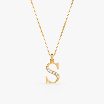 Gold Lab Grown Diamond S Initial Pendant (9K)