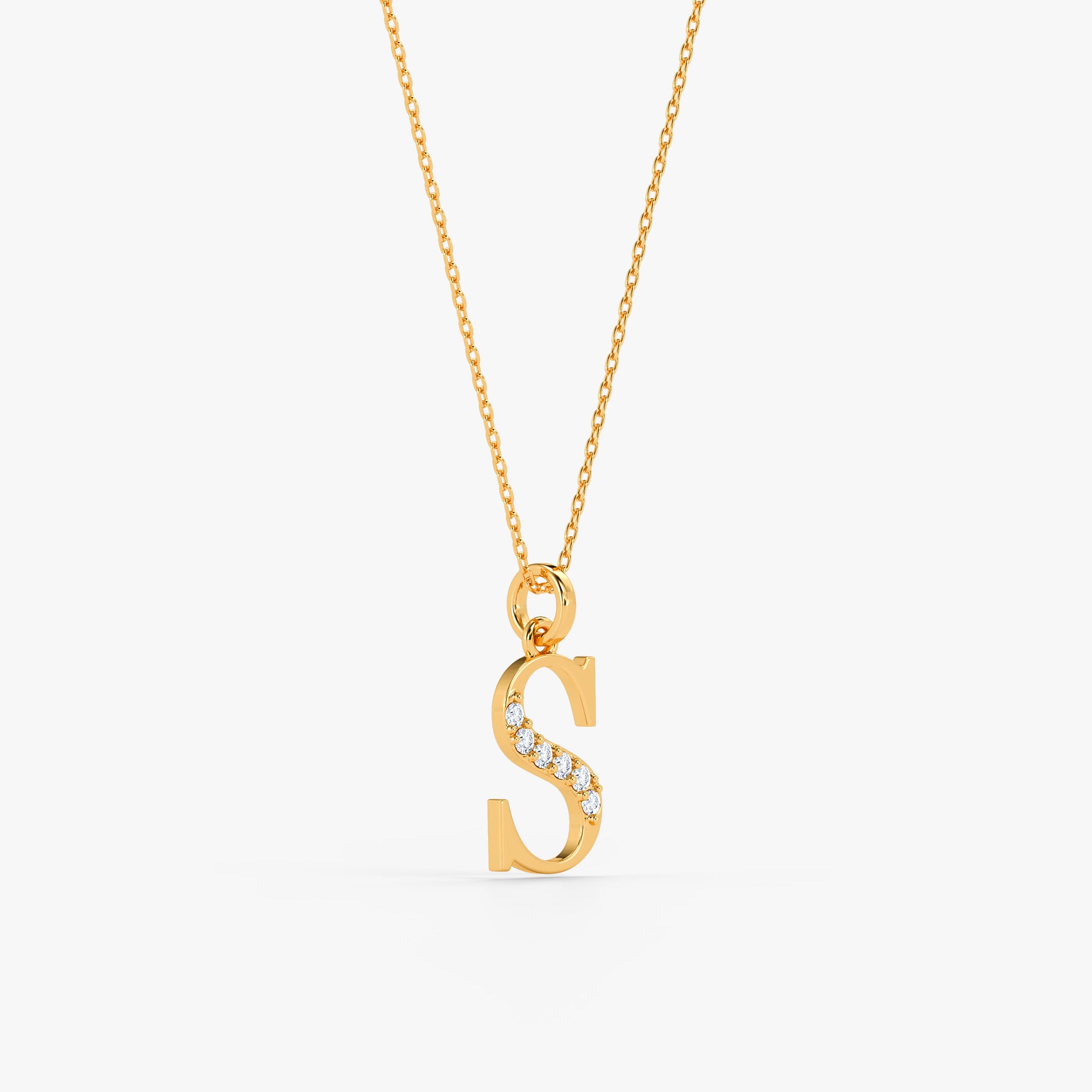 Gold Lab Grown Diamond S Initial Pendant (9K)