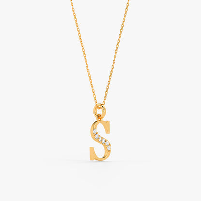 Gold Lab Grown Diamond S Initial Pendant (9K)