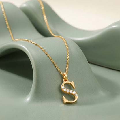 Gold Lab Grown Diamond S Initial Pendant (9K)