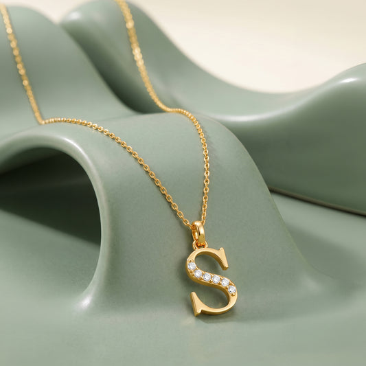 Gold Lab Grown Diamond S Initial Pendant (9K)