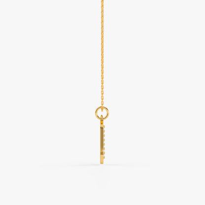 Gold Lab Grown Diamond N Initial Pendant (9k)