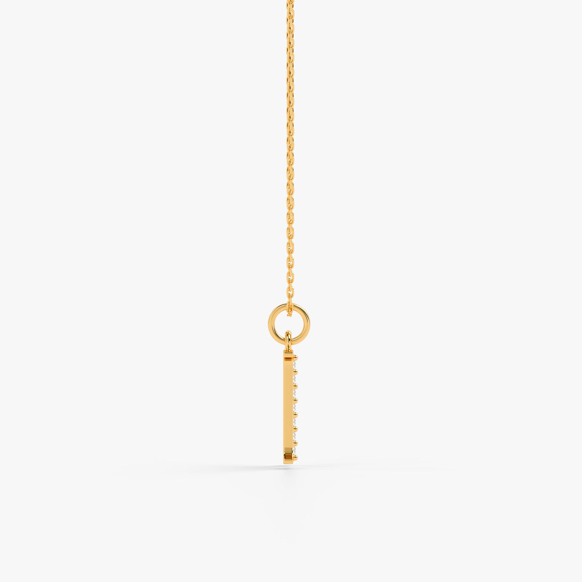 Gold Lab Grown Diamond R Initial Pendant (9K)