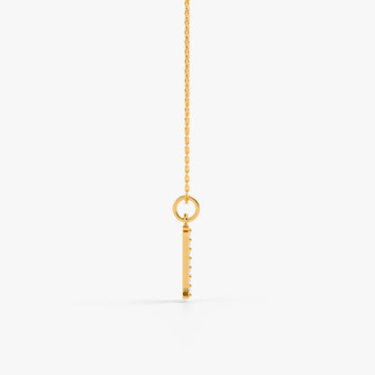 Gold Lab Grown Diamond R Initial Pendant (9K)