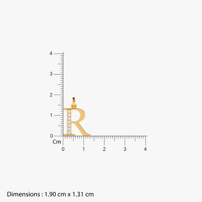 Gold Lab Grown Diamond R Initial Pendant (9K)