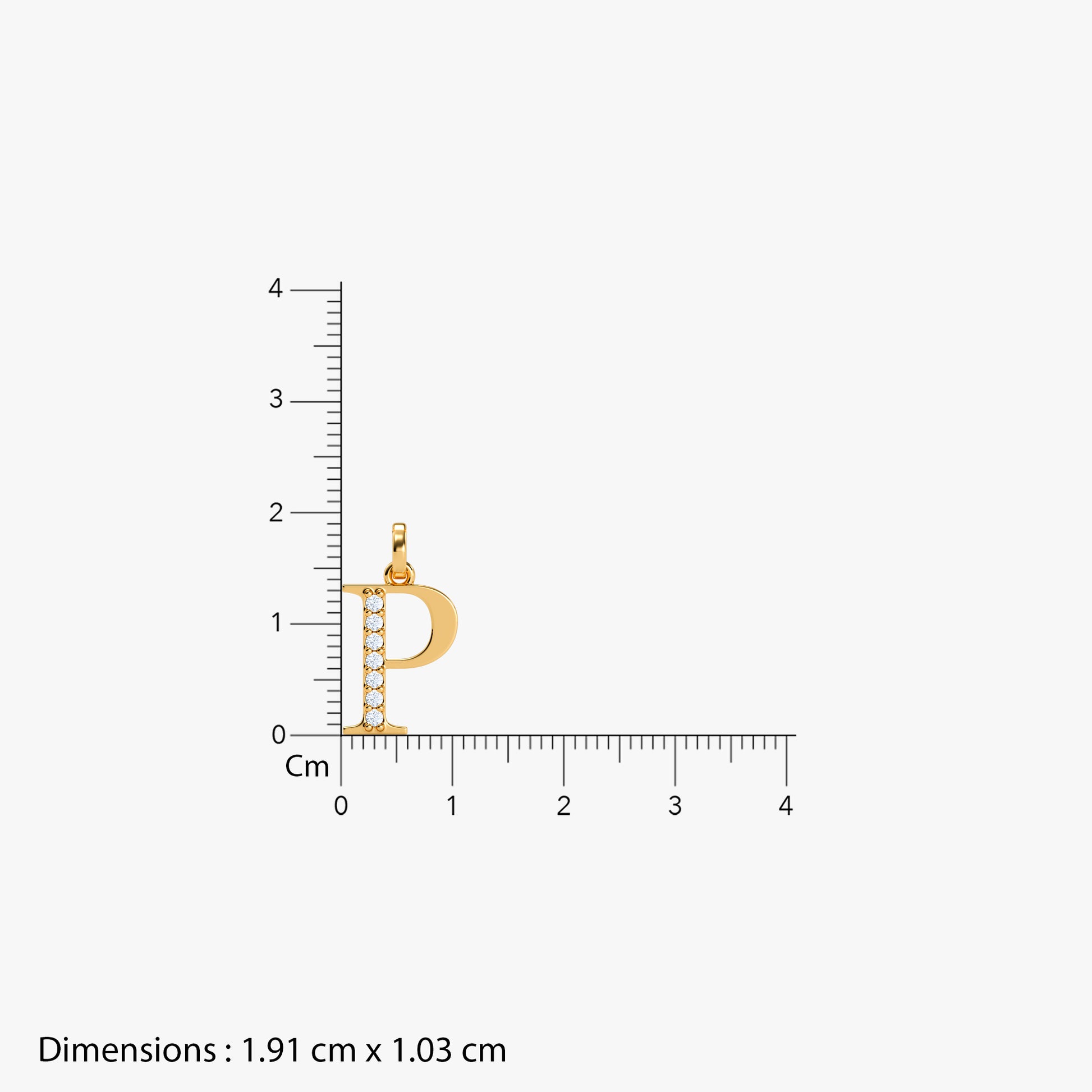 Gold Lab Grown Diamond P Initial Pendant (9k)