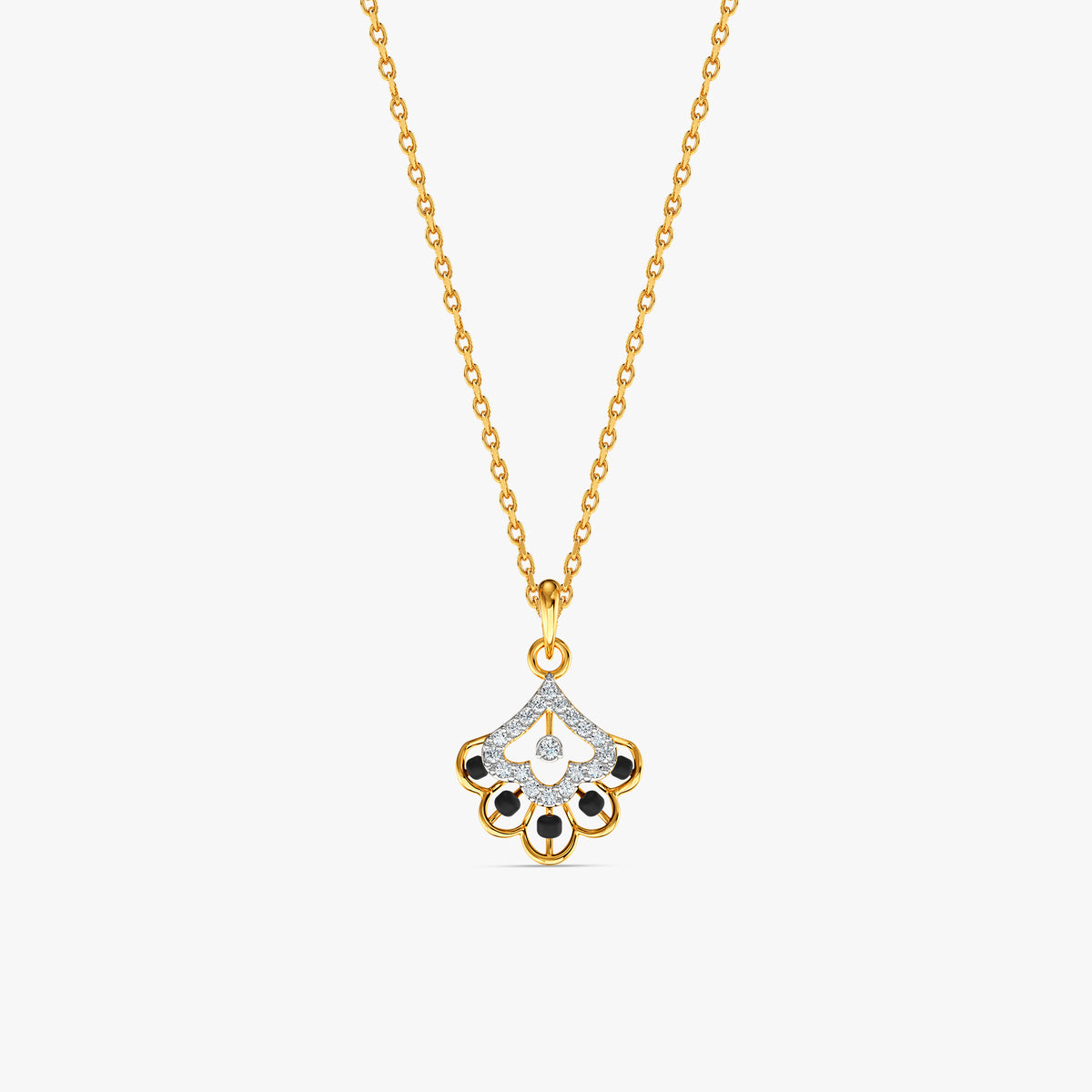 Gold Royal Fan Lab Grown Diamond Pendant