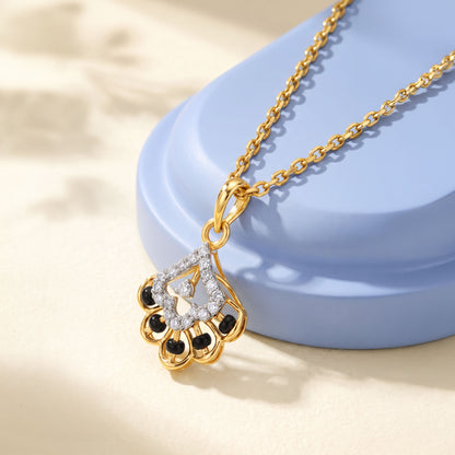Gold Royal Fan Lab Grown Diamond Pendant