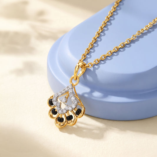 Gold Royal Fan Lab Grown Diamond Pendant