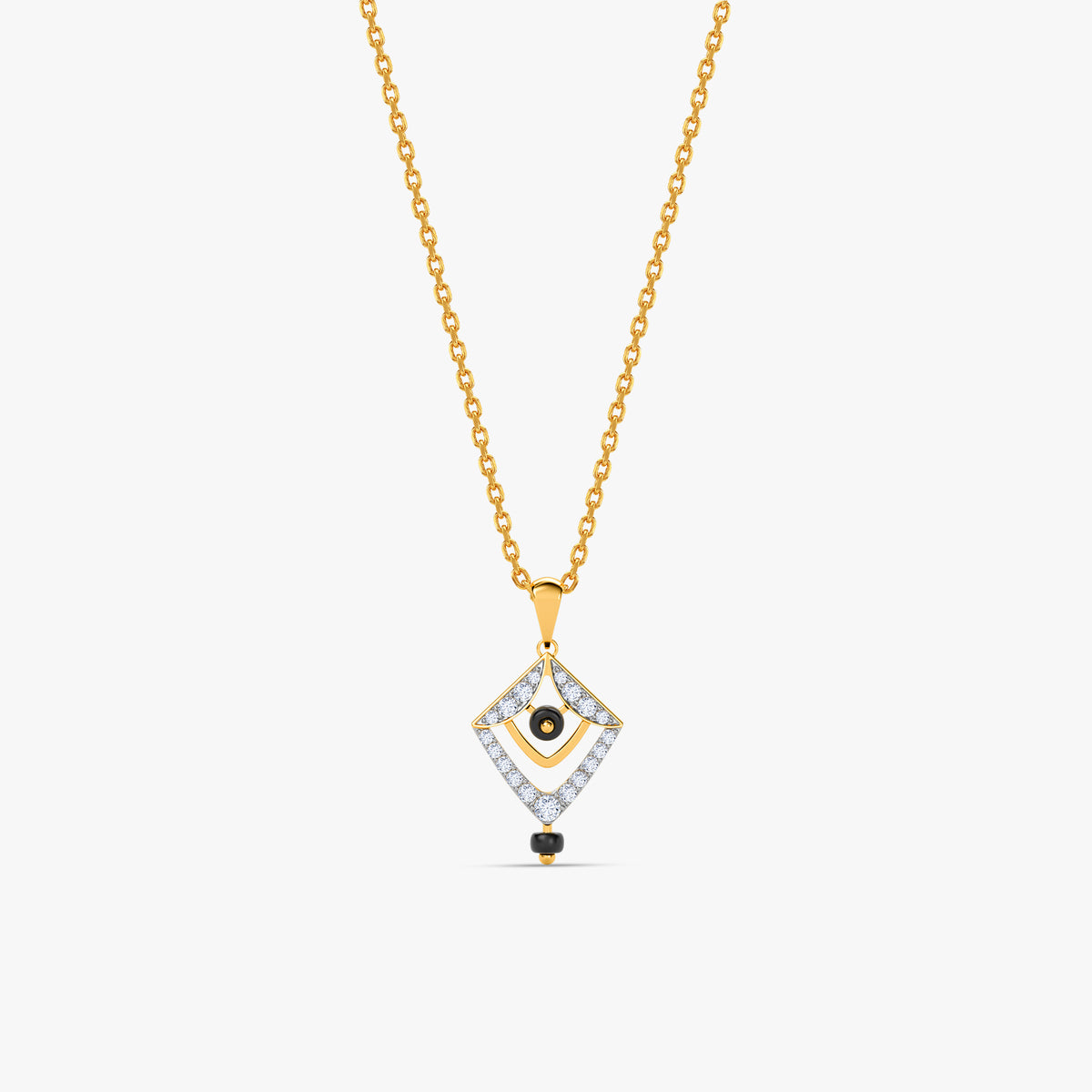 Gold Prism Onyx Lab Grown Diamond Pendant