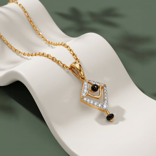 Gold Prism Onyx Lab Grown Diamond Pendant