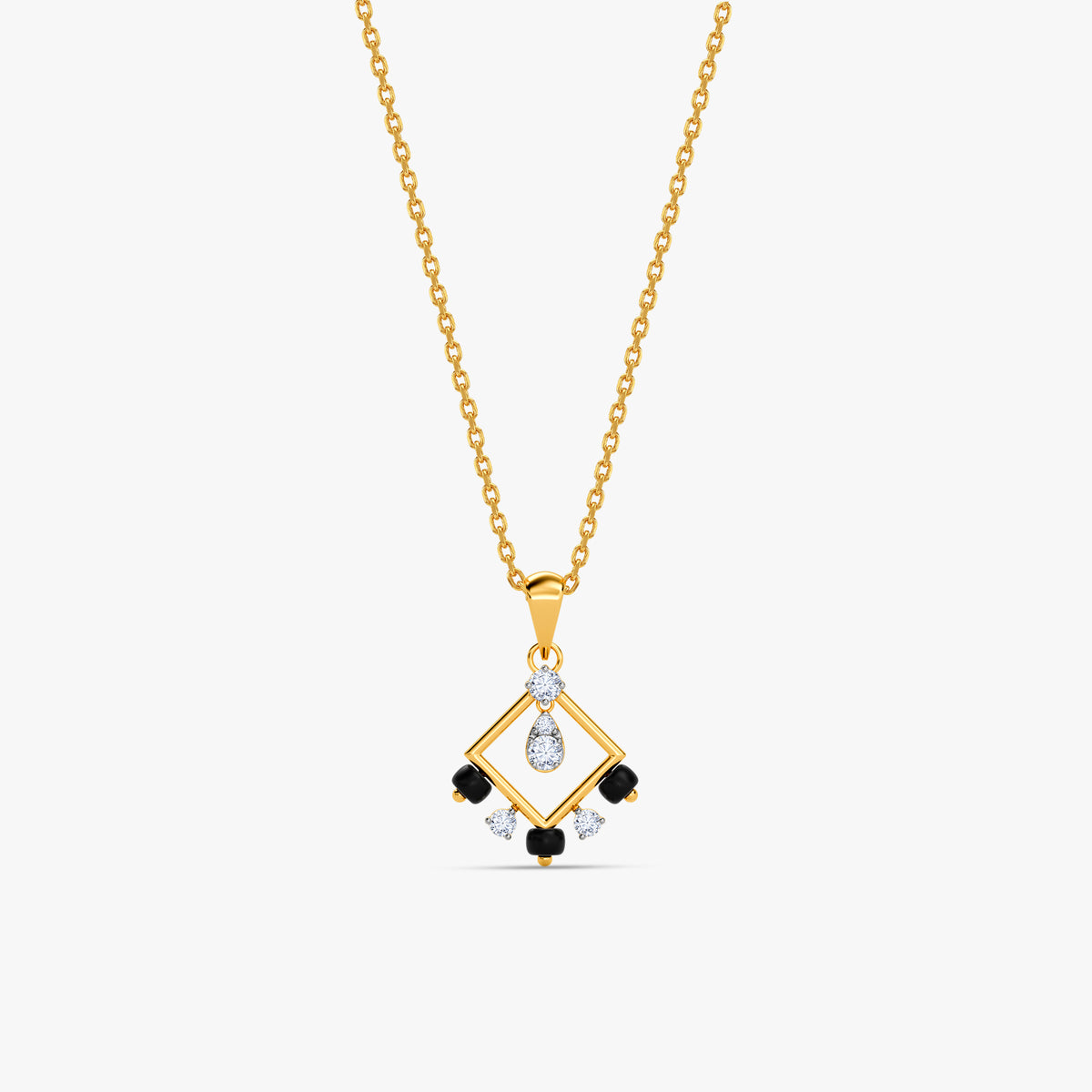 Gold Obsidian Prism Lab Grown Diamond Pendant