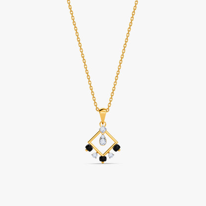 Gold Obsidian Prism Lab Grown Diamond Pendant