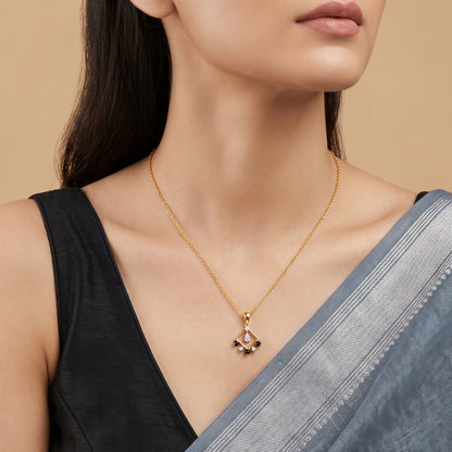 Gold Obsidian Prism Lab Grown Diamond Pendant
