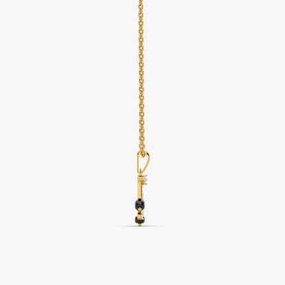 Gold Obsidian Prism Lab Grown Diamond Pendant