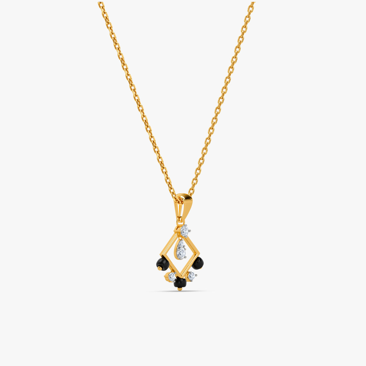 Gold Obsidian Prism Lab Grown Diamond Pendant