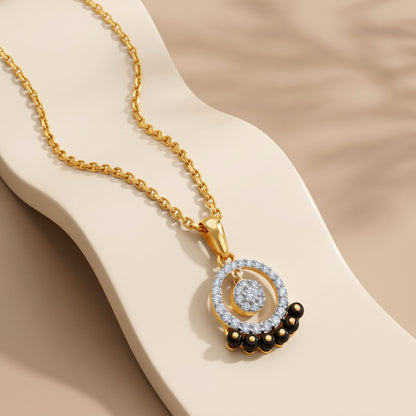 Gold Striking Circle Lab Grown Diamond Pendant