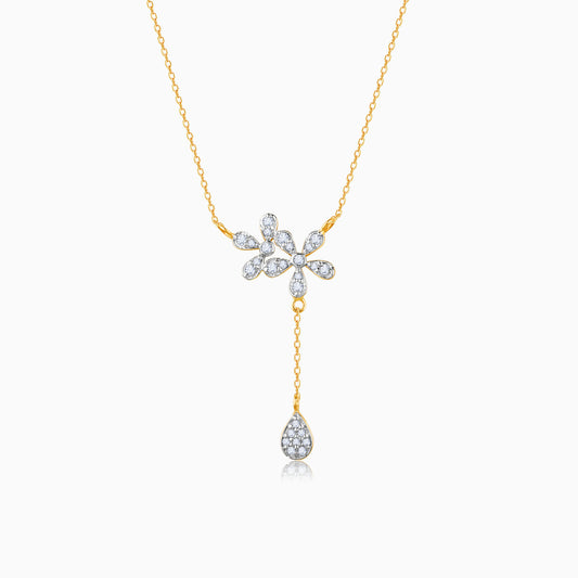 Gold Floral Drop Diamond Necklace