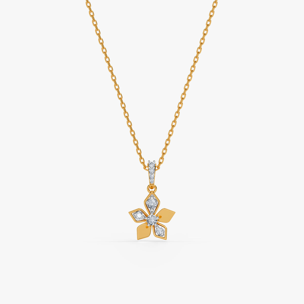 Gold Floral Poetry Lab Grown Diamond Pendant