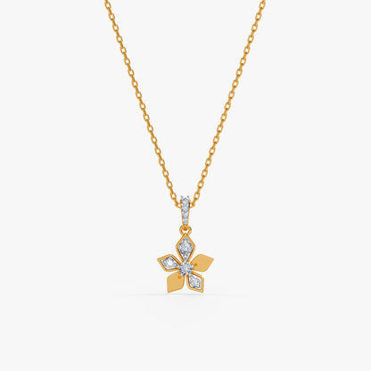 Gold Floral Poetry Lab Grown Diamond Pendant