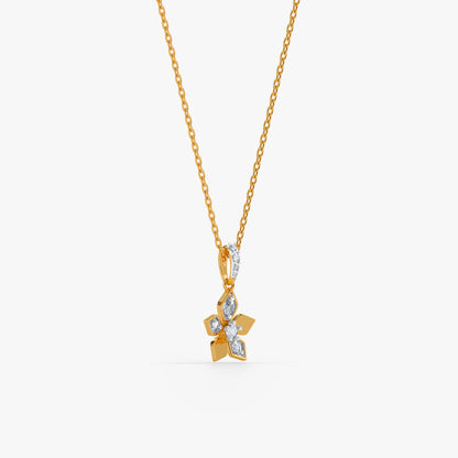Gold Floral Poetry Lab Grown Diamond Pendant