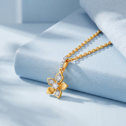 Gold Floral Poetry Lab Grown Diamond Pendant