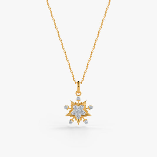 Gold Star Lit Night Lab Grown Diamond Pendant