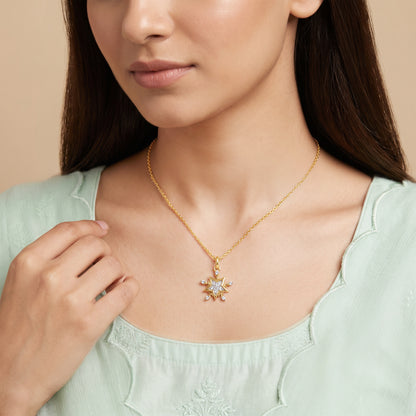 Gold Star Lit Night Lab Grown Diamond Pendant