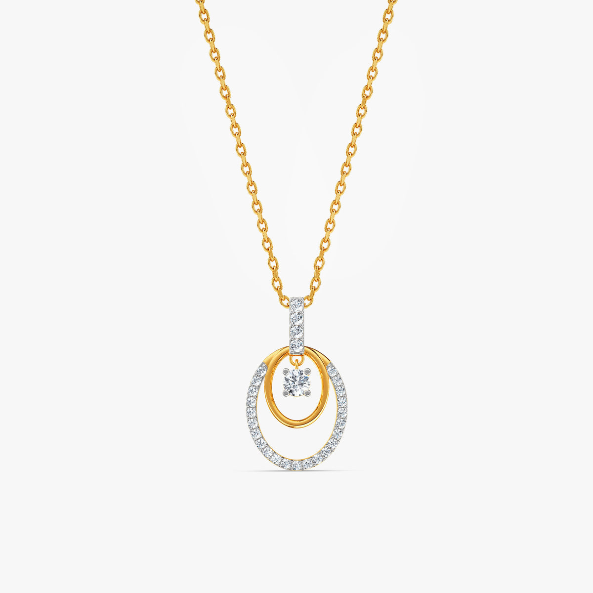 Gold Double The Circle Lab Grown Diamond Pendant