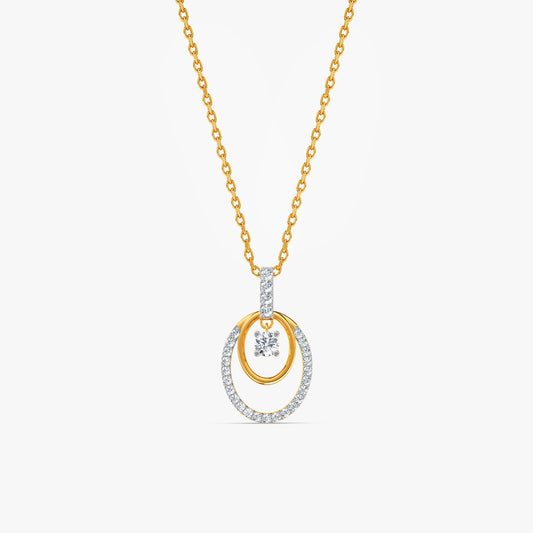 Gold Double The Circle Lab Grown Diamond Pendant