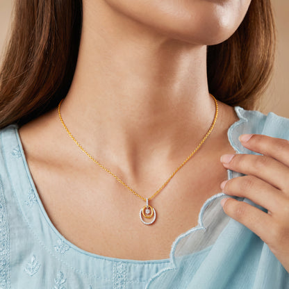 Gold Double The Circle Lab Grown Diamond Pendant