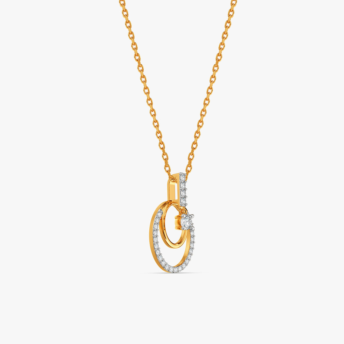 Gold Double The Circle Lab Grown Diamond Pendant