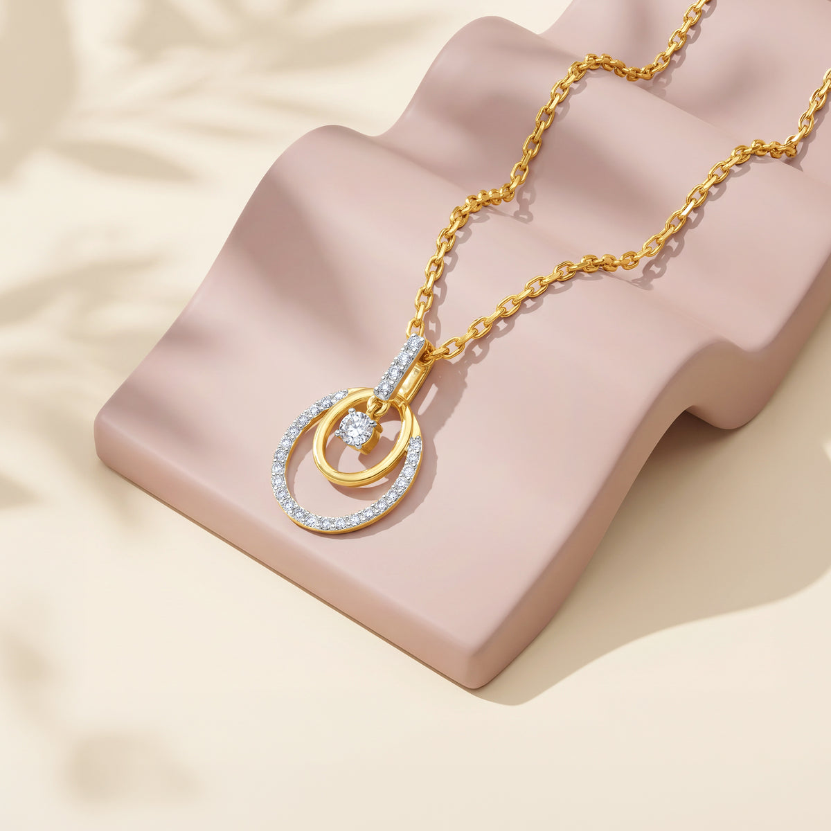 Gold Double The Circle Lab Grown Diamond Pendant
