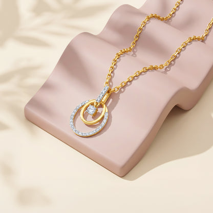 Gold Double The Circle Lab Grown Diamond Pendant