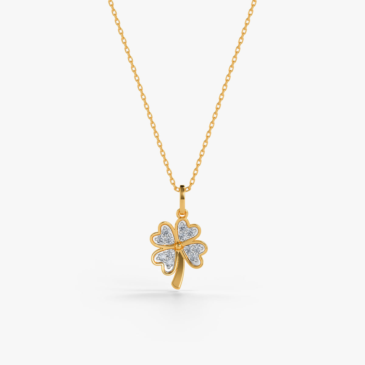 Gold Pretty Clover Lab Grown Diamond Pendant