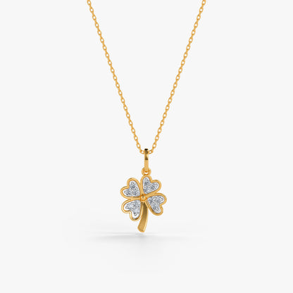 Gold Pretty Clover Lab Grown Diamond Pendant