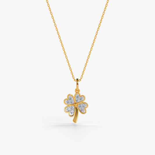 Gold Pretty Clover Lab Grown Diamond Pendant