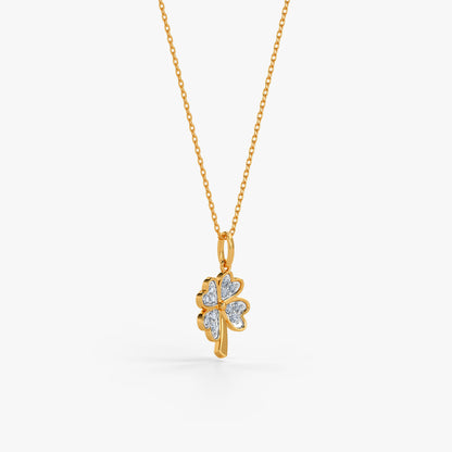 Gold Pretty Clover Lab Grown Diamond Pendant
