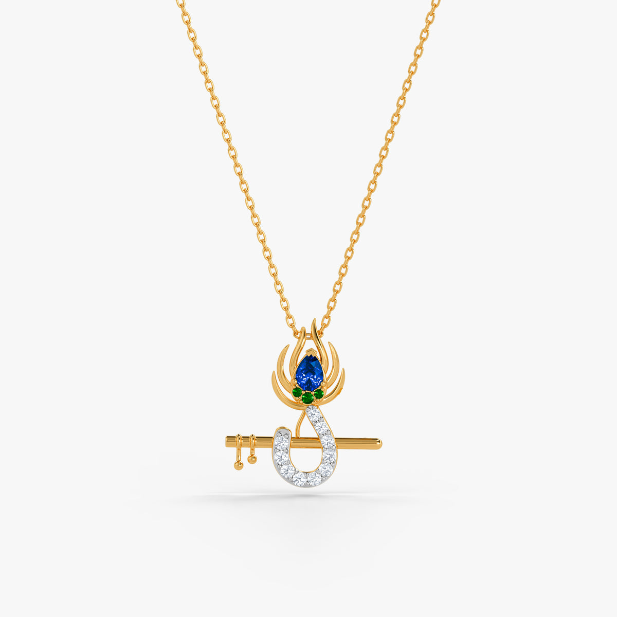 Gold Nand Kishore Lab Grown Diamond Pendant