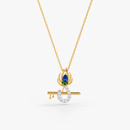 Gold Nand Kishore Lab Grown Diamond Pendant