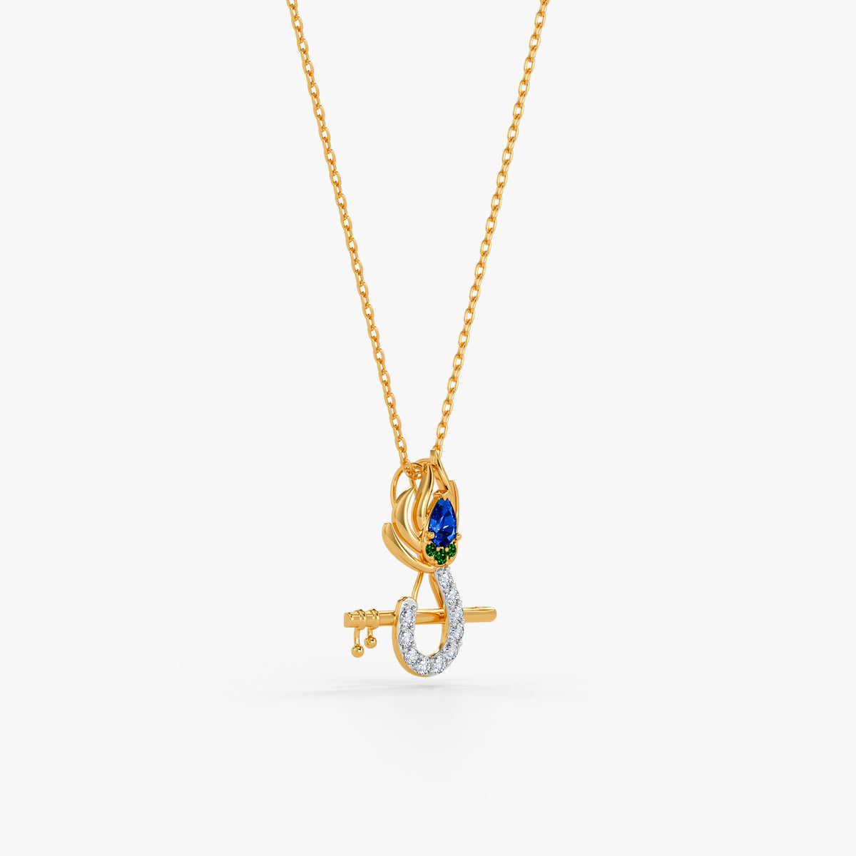 Gold Nand Kishore Lab Grown Diamond Pendant